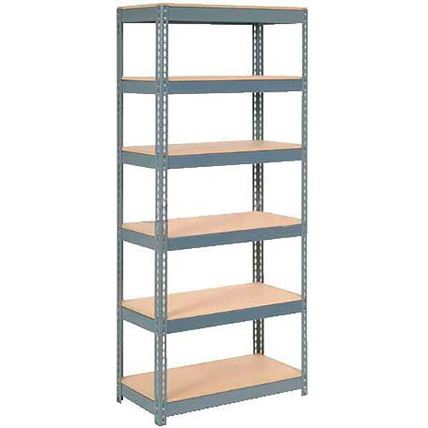 Extra Heavy Duty Shelving 36W x 18D x 72H With 6 Shelves, Wood Deck, Gry